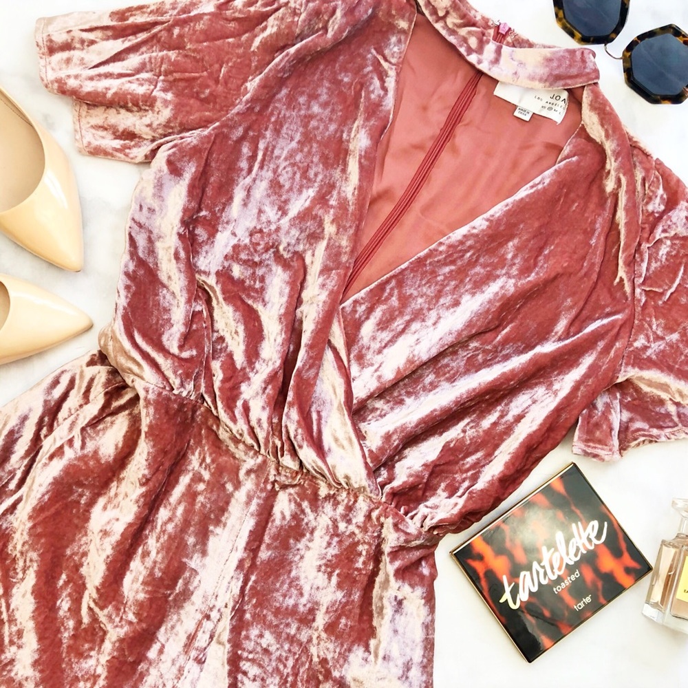 Dusty Pink Crushed Velvet Choker Neck Romper
